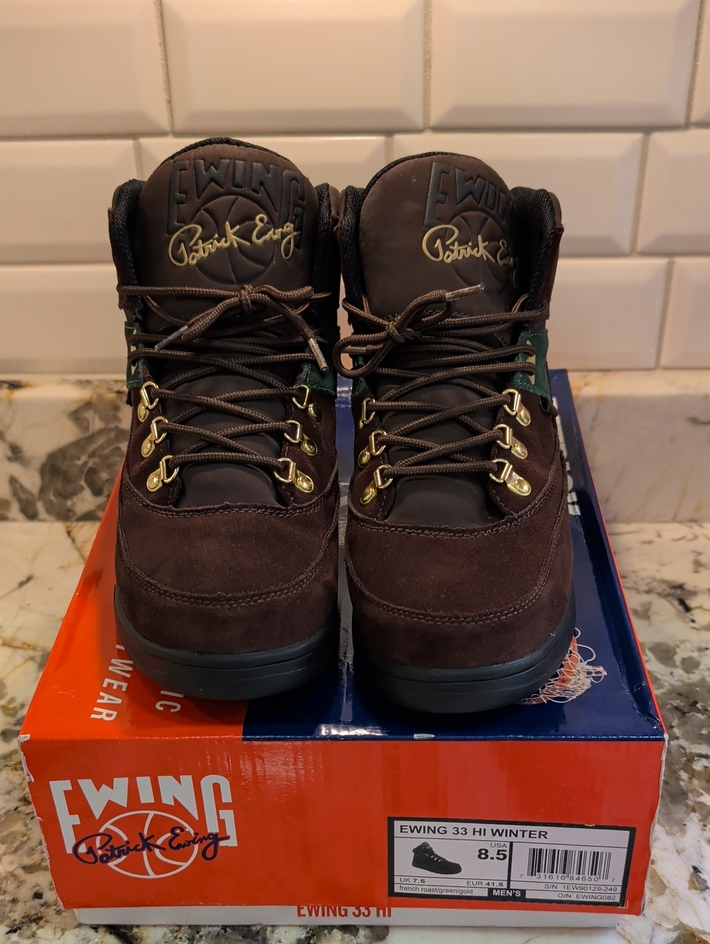 Rare Patrick Ewing 33 Hi Winter Mens Brown Basketball Sneakers Kicks Size 8.5